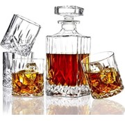 Discountershop Whiskey decanter with glasses set of 5| 0.9L whiskey glass set