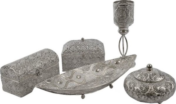Discountershop Set of 5 beautiful oriental style |Jewellery box | storage tin | Jewelery box | Jewelery box | Candle holder | candlestick metal Discountershop Set of 5 beautiful oriental style |Jewellery box | storage tin | Jewelery box | Jewelery box | Candle holder | candlestick metal