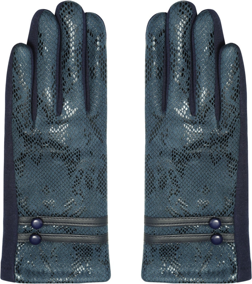 Soft ladies gloves Let's Snake Black blue Snake print Gloves