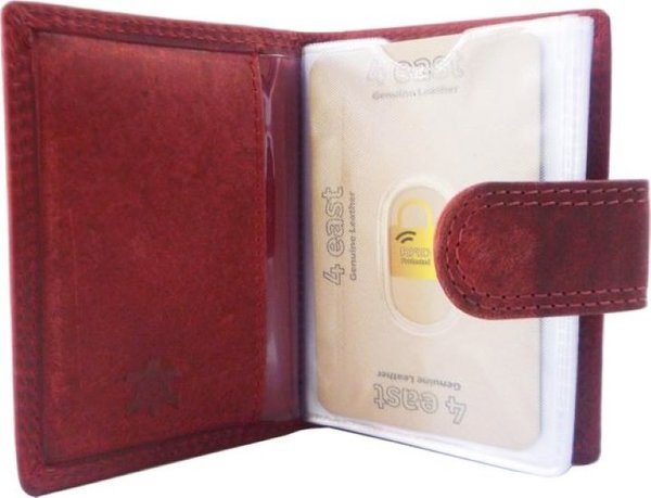 4 East Creditcardhouder Rood Portemonnee - portemonnee dames - portemonnee heren - portemonnee pasjes - Portemonnee creditcard - Portemonnee met creditcardhouder - creditcard portemonnee - Lederen portemonnee - Rood - RFID Protected Anti skim - 4E-106 4 East Creditcardhouder Rood Portemonnee - portemonnee dames - portemonnee heren - portemonnee pasjes - Portemonnee creditcard - Portemonnee met creditcardhouder - creditcard portemonnee - Lederen portemonnee - Rood - RFID Protected Anti skim - 4E-106