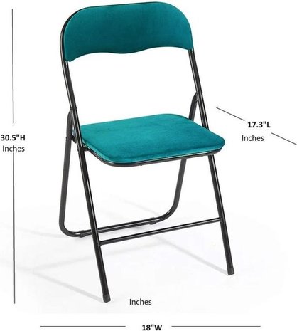 Discountershop Folding chair with seat height of 43 cm Folding chair velvet seat and back upholstered - chair - table chair - table chair - folding chair - Velvet folding chair - Luxury folding chair - With cushions - Chairs - Folding chairs - Chair - Premium chair - bl
