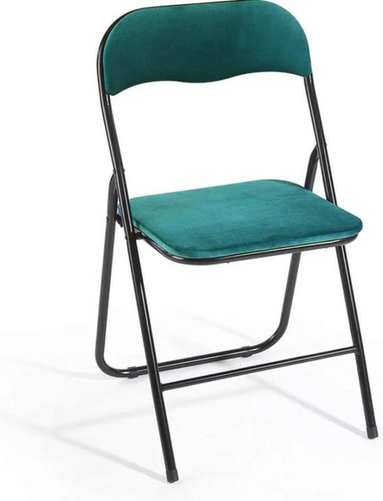 Discountershop Klapstoel met zithoogte van 43 cm Vouwstoel velvet zitvlak en rug bekleed - stoel - tafelstoel- tafelstoel - klapstoel - Velvet klapstoel - Luxe klapstoel - Met kussentjes - Stoelen - Klapstoelen - Stoeltje - Premium chair - blauw turquoise