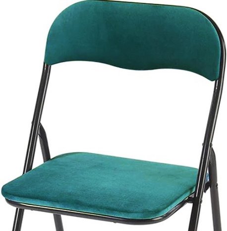 Discountershop Klapstoel met zithoogte van 43 cm Vouwstoel velvet zitvlak en rug bekleed - stoel - tafelstoel- tafelstoel - klapstoel - Velvet klapstoel - Luxe klapstoel - Met kussentjes - Stoelen - Klapstoelen - Stoeltje - Premium chair - blauw turquoise
