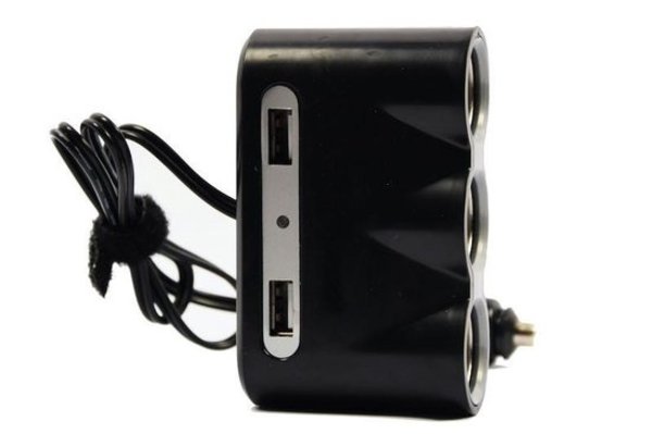 Merkloos Car 12v splitter socket 3-way with 2 USB ports