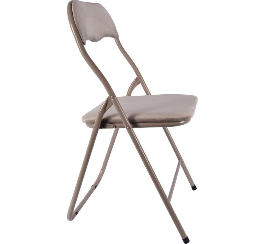 6x Klapstoel met zithoogte van 43 cm Vouwstoel velvet zitvlak en rug bekleed - stoel - tafelstoel- tafelstoel - klapstoel - Velvet klapstoel - Luxe klapstoel - Met kussentjes - Stoelen - Klapstoelen - Stoeltje - Premium chair - beige taupe