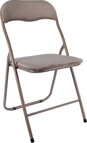 Discountershop 6x Klapstoel met zithoogte van 43 cm Vouwstoel velvet zitvlak en rug bekleed - stoel - tafelstoel- tafelstoel - klapstoel - Velvet klapstoel - Luxe klapstoel - Met kussentjes - Stoelen - Klapstoelen - Stoeltje - Premium chair - beige taupe