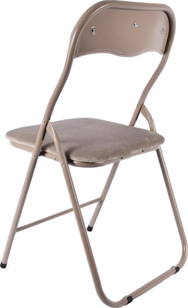 Discountershop 6x Klapstoel met zithoogte van 43 cm Vouwstoel velvet zitvlak en rug bekleed - stoel - tafelstoel- tafelstoel - klapstoel - Velvet klapstoel - Luxe klapstoel - Met kussentjes - Stoelen - Klapstoelen - Stoeltje - Premium chair - beige taupe