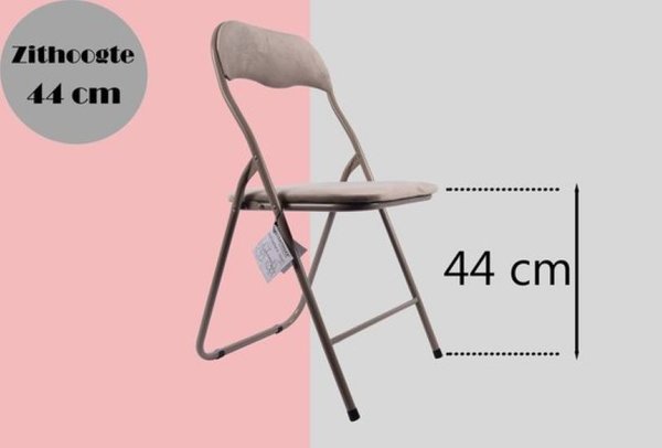 Discountershop 6x Klapstoel met zithoogte van 43 cm Vouwstoel velvet zitvlak en rug bekleed - stoel - tafelstoel- tafelstoel - klapstoel - Velvet klapstoel - Luxe klapstoel - Met kussentjes - Stoelen - Klapstoelen - Stoeltje - Premium chair - beige taupe
