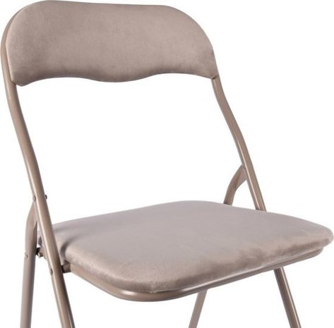 Discountershop 6x Klapstoel met zithoogte van 43 cm Vouwstoel velvet zitvlak en rug bekleed - stoel - tafelstoel- tafelstoel - klapstoel - Velvet klapstoel - Luxe klapstoel - Met kussentjes - Stoelen - Klapstoelen - Stoeltje - Premium chair - beige taupe