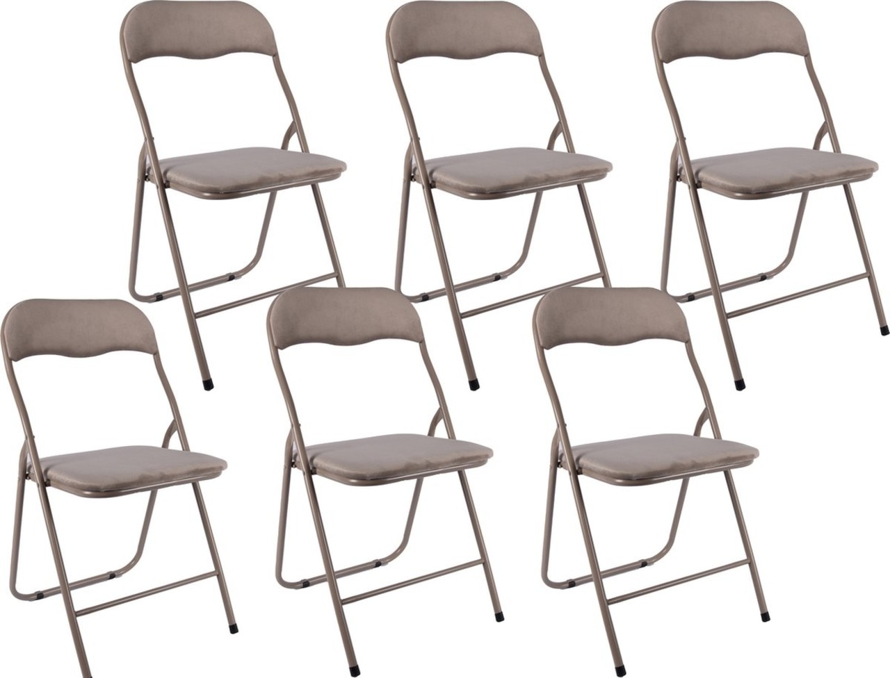 Discountershop 6x Klapstoel met zithoogte van 43 cm Vouwstoel velvet zitvlak en rug bekleed - stoel - tafelstoel- tafelstoel - klapstoel - Velvet klapstoel - Luxe klapstoel - Met kussentjes - Stoelen - Klapstoelen - Stoeltje - Premium chair - beige taupe