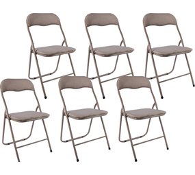 Discountershop 6x Klapstoel met zithoogte van 43 cm Vouwstoel velvet zitvlak en rug bekleed - stoel - tafelstoel- tafelstoel - klapstoel - Velvet klapstoel - Luxe klapstoel - Met kussentjes - Stoelen - Klapstoelen - Stoeltje - Premium chair - beige taupe