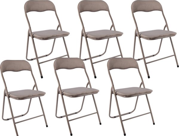 Discountershop 6x Folding chair with a seat height of 43 cm Folding chair velvet seat and back upholstered - chair - table chair - table chair - folding chair - Velvet folding chair - Luxury folding chair - With cushions - Chairs - Folding chairs - Chair - Premium chair