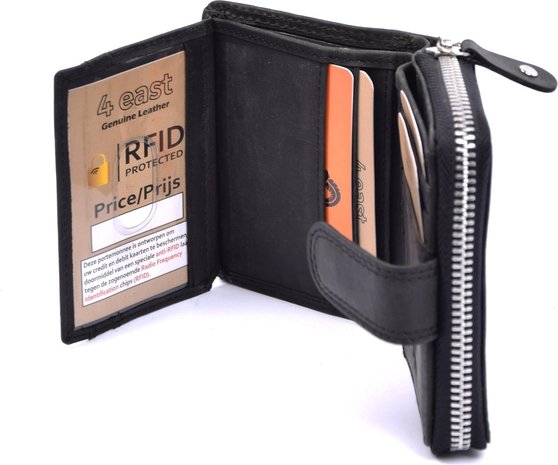 4 East Wallet - Wallet ladies - Wallet men - Wallet cards - RFID Protected Anti skim - 4East - 4E-209 - Black