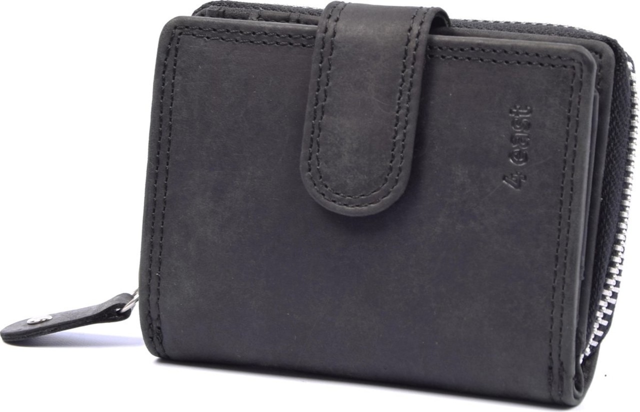 4 East Portemonnee - Portemonnee dames - Portemonnee heren - Portemonnee pasjes - RFID Protected Anti skim - 4East - 4E-209 - Zwart