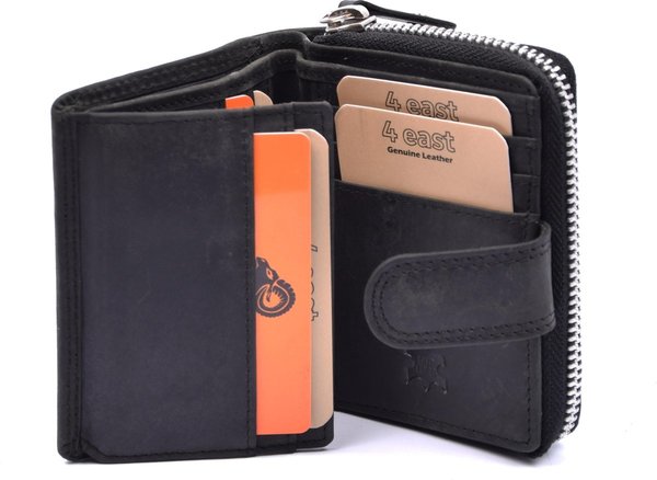 4 East Wallet - Wallet ladies - Wallet men - Wallet cards - RFID Protected Anti skim - 4East - 4E-209 - Black