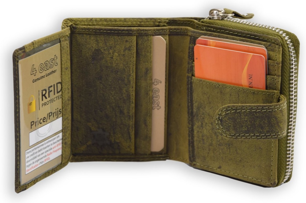 4 East Portemonnee - Portemonnee dames - Portemonnee heren - Portemonnee pasjes - RFID Protected Anti skim - 4East - 4E-209- Groen - Olijf 4 East Portemonnee - Portemonnee dames - Portemonnee heren - Portemonnee pasjes - RFID Protected Anti skim - 4East - 4E-209- Groen - Olijf