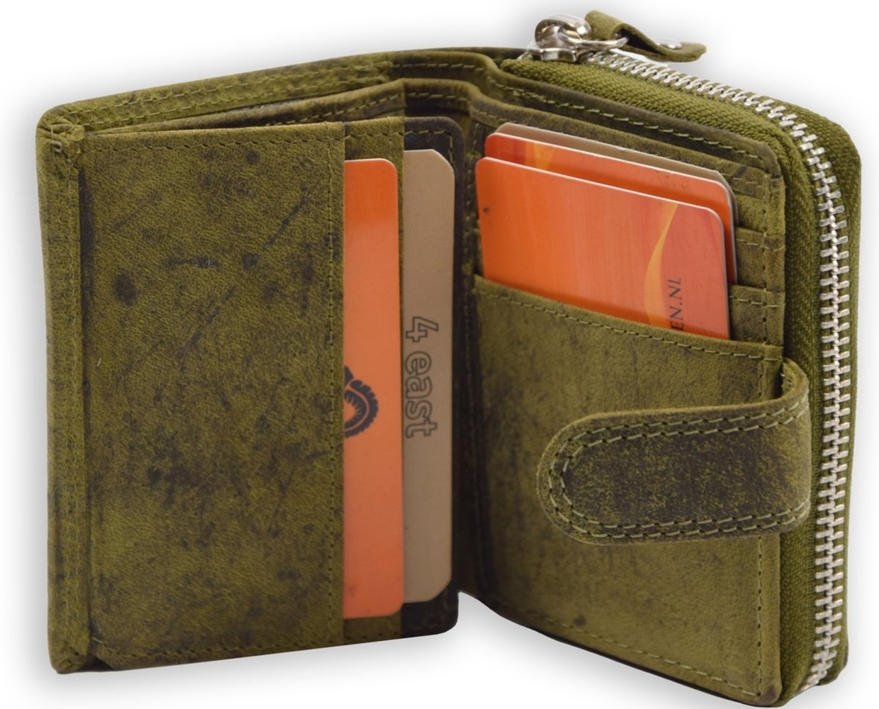 FANDARE Portemonnee met RFID-bescherming heren portemonnee dames geldclip creditcardhouder portemonnee lederen portemonnee, grijs, Large, Vintage