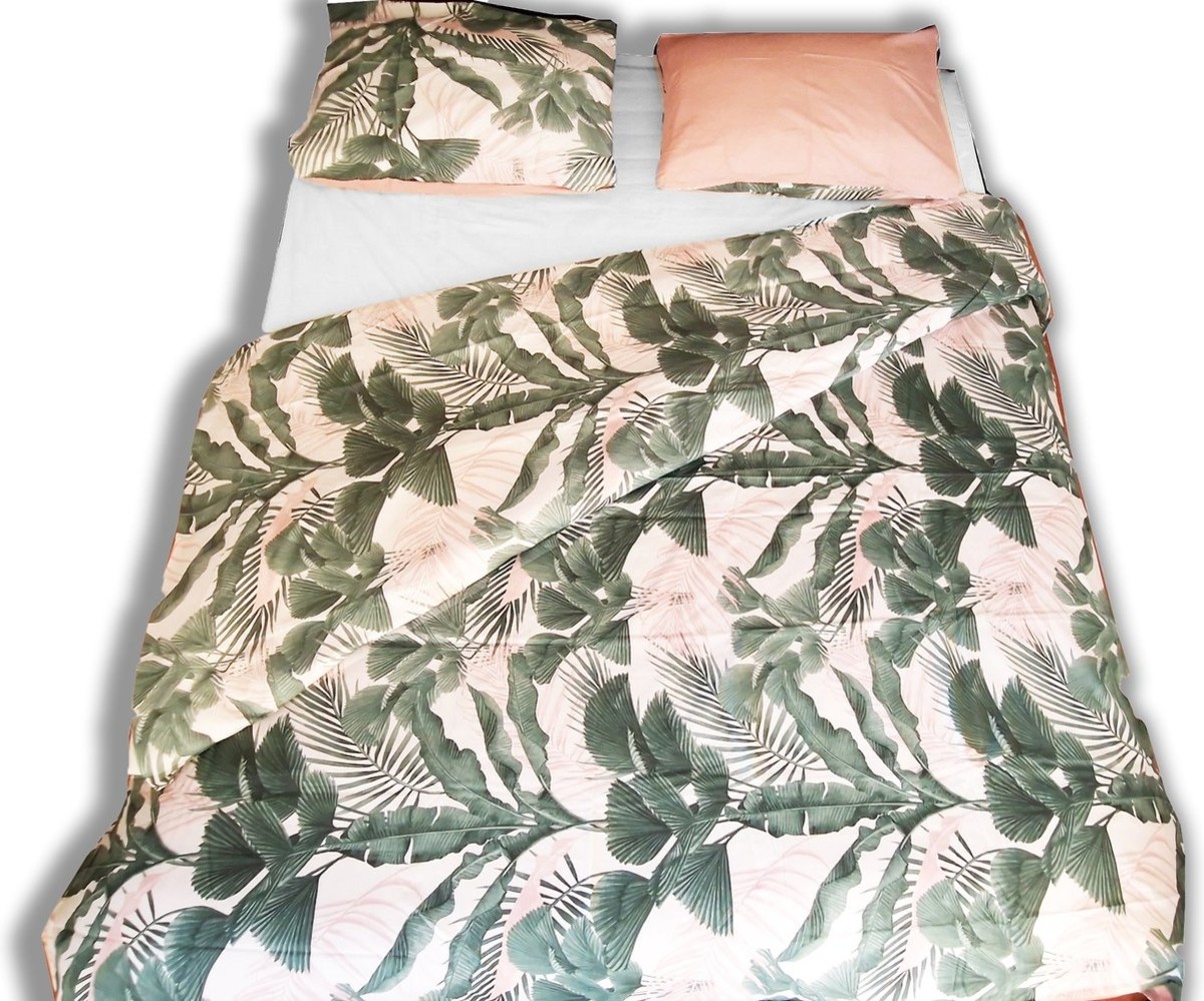 Discountershop Wild Plants - Duvet cover set - Double - 200x200/220 + 2 pillowcases 60x70 - Green - Cotton Discountershop Wild Plants - Duvet cover set - Double - 200x200/220 + 2 pillowcases 60x70 - Green - Cotton