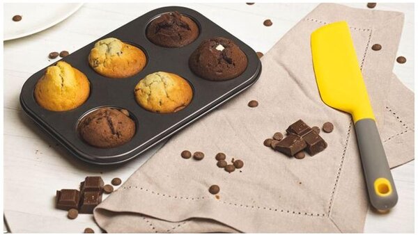 Merkloos Muffinvorm 6 Muffins Large met anti-aanbaklaag | Bakvorm Muffin|