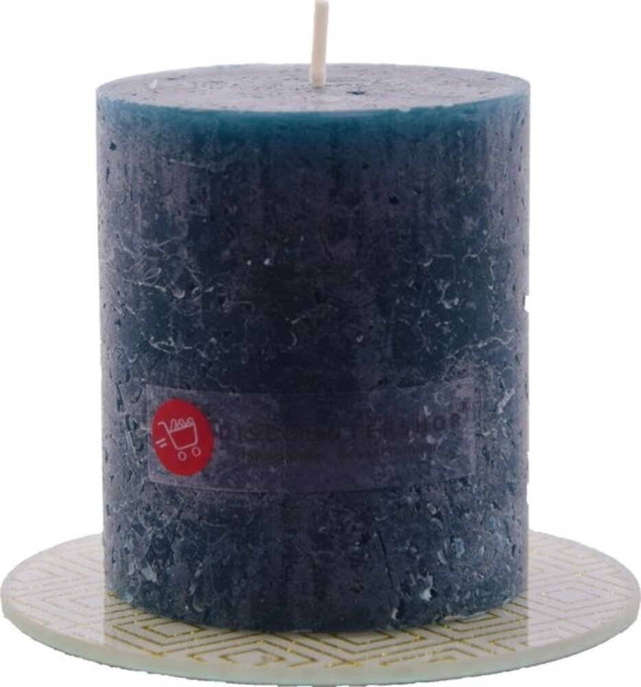Discountershop Candle rustic candle Includes| Pillar candle 8 x 6.8 cm| Navy - 30 burning hours