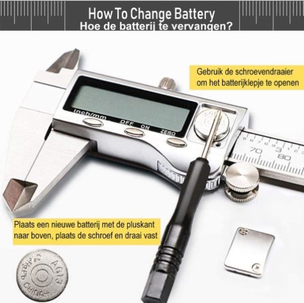 Discountershop Professionele Digitale Schuifmaat met handige Opbergcase - Incl. extra batterijen - RVS - 150mm meetbereik Discountershop Professionele Digitale Schuifmaat met handige Opbergcase - Incl. extra batterijen - RVS - 150mm meetbereik