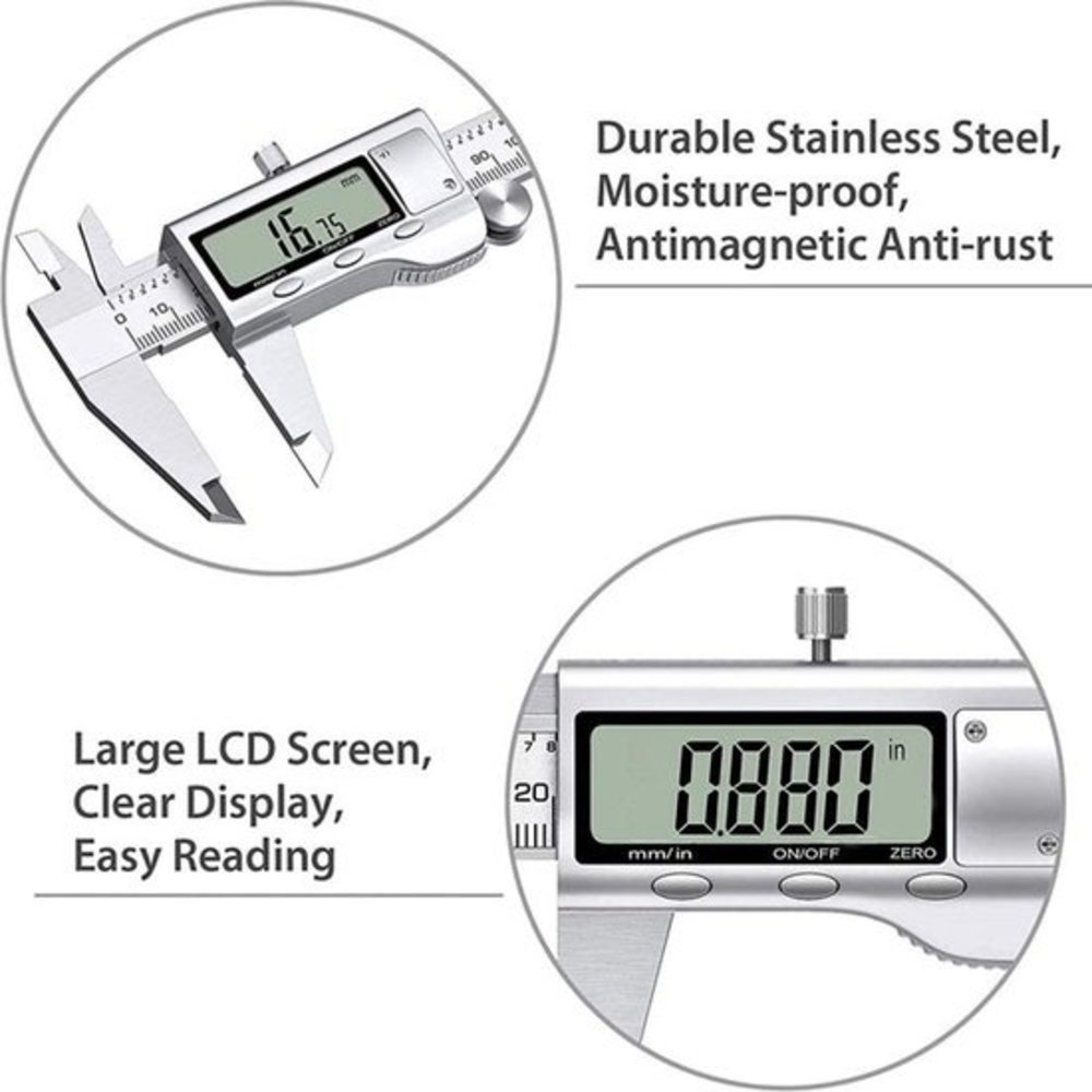 Discountershop Professionele Digitale Schuifmaat met handige Opbergcase - Incl. extra batterijen - RVS - 150mm meetbereik Discountershop Professionele Digitale Schuifmaat met handige Opbergcase - Incl. extra batterijen - RVS - 150mm meetbereik