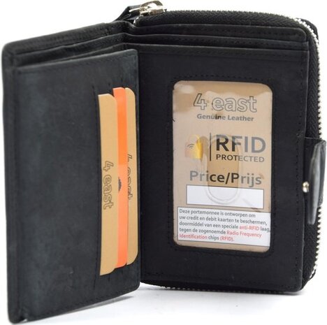 4 East Portemonnee - portemonnee dames - portemonnee heren - portemonnee pasjes - Portemonnee creditcard - Portemonnee met creditcardhouder - creditcard portemonnee - Lederen portemonnee - Creditcardhouder - Zwart - RFID Protected Anti skim - 4E-401 4 East Portemonnee - portemonnee dames - portemonnee heren - portemonnee pasjes - Portemonnee creditcard - Portemonnee met creditcardhouder - creditcard portemonnee - Lederen portemonnee - Creditcardhouder - Zwart - RFID Protected Anti skim - 4E-401