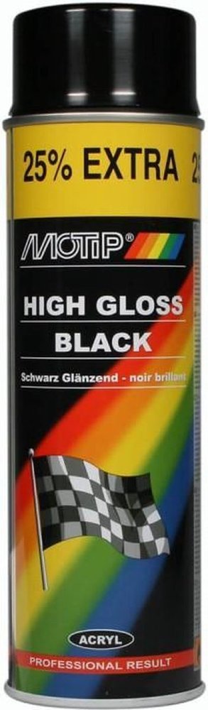 Motip Motip Spray paint high gloss black fast drying 500 ml for metal, wood, aluminum and stone - 25 % EXTRA Motip Motip Spray paint high gloss black fast drying 500 ml for metal, wood, aluminum and stone - 25 % EXTRA