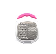 Merkloos Kitchen grater Plastic stainless steel| Grater with storage tray and lid -26.5x18.5x7cm -Pink