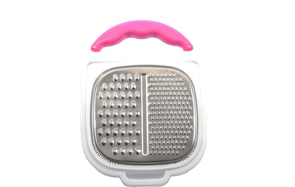 Merkloos Kitchen grater Plastic stainless steel| Grater with storage tray and lid -26.5x18.5x7cm - Pink Merkloos Kitchen grater Plastic stainless steel| Grater with storage tray and lid -26.5x18.5x7cm - Pink