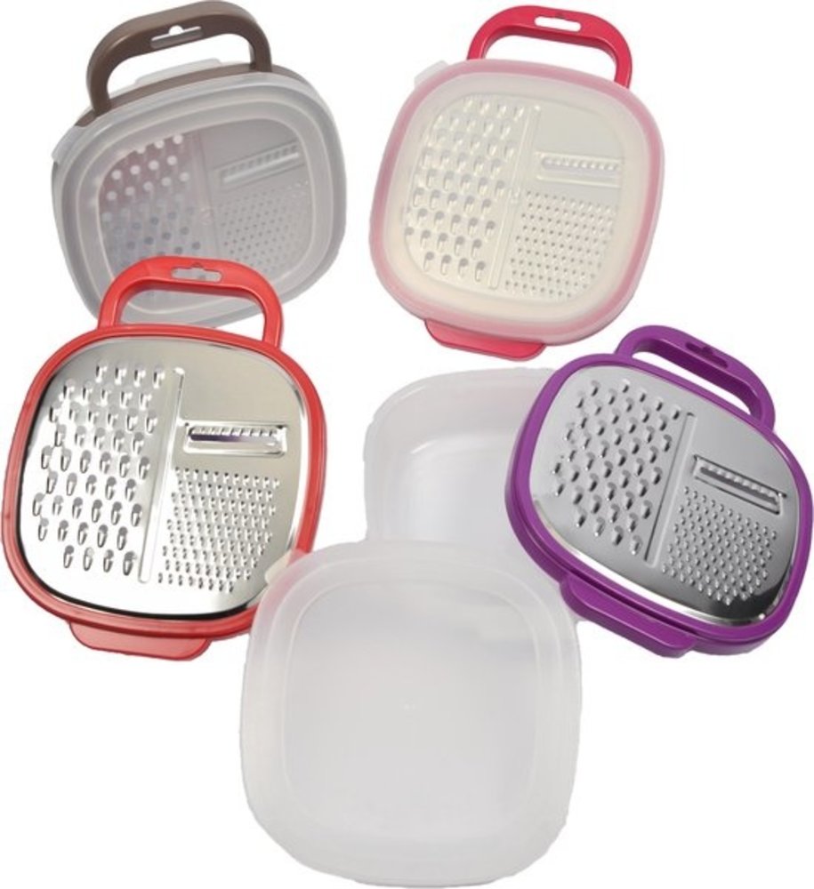 Merkloos Kitchen grater | Grater with storage tray and lid -25x20x6cm - Violet Merkloos Kitchen grater | Grater with storage tray and lid -25x20x6cm - Violet