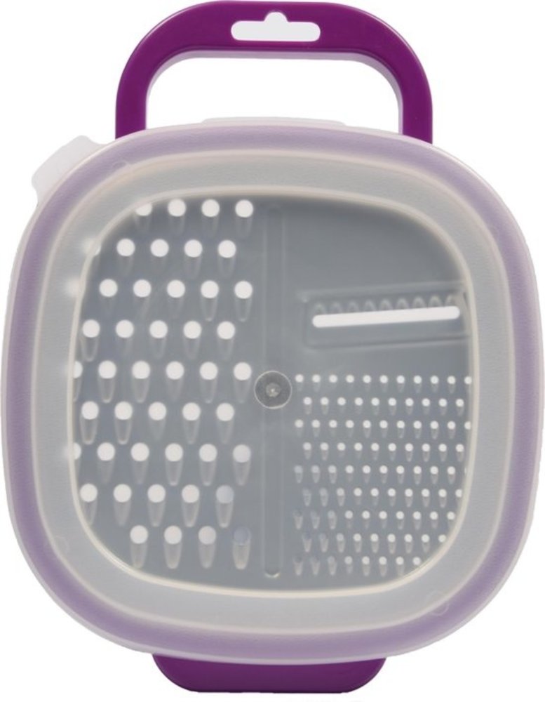 Merkloos Keukenrasp | Rasp met Opbergbakje en deksel -25x20x6cm - Paars