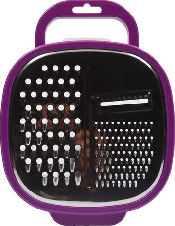 Merkloos Keukenrasp | Rasp met Opbergbakje en deksel -25x20x6cm - Paars