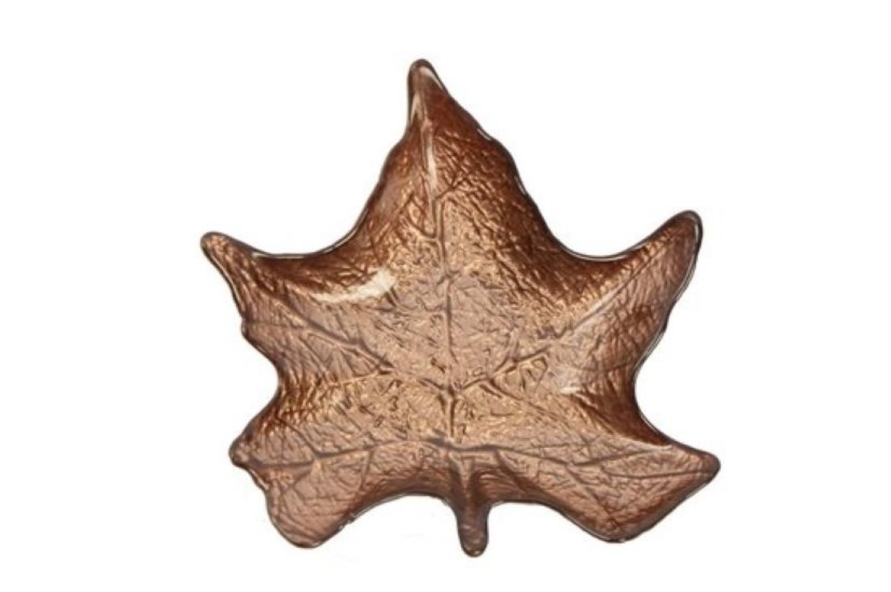 Merkloos Decoration plate bowl brown leaf of porcelain 24 cm 4 pieces - Table decoration - Home accessories