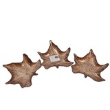 Merkloos Decoratie bordschaal bruin blad van porselein 24 cm 4 stuks - Tafeldecoratie - Woonaccessoires