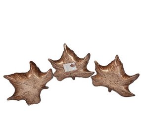 Merkloos Decoration plate bowl brown leaf of porcelain 24 cm 4 pieces - Table decoration - Home accessories