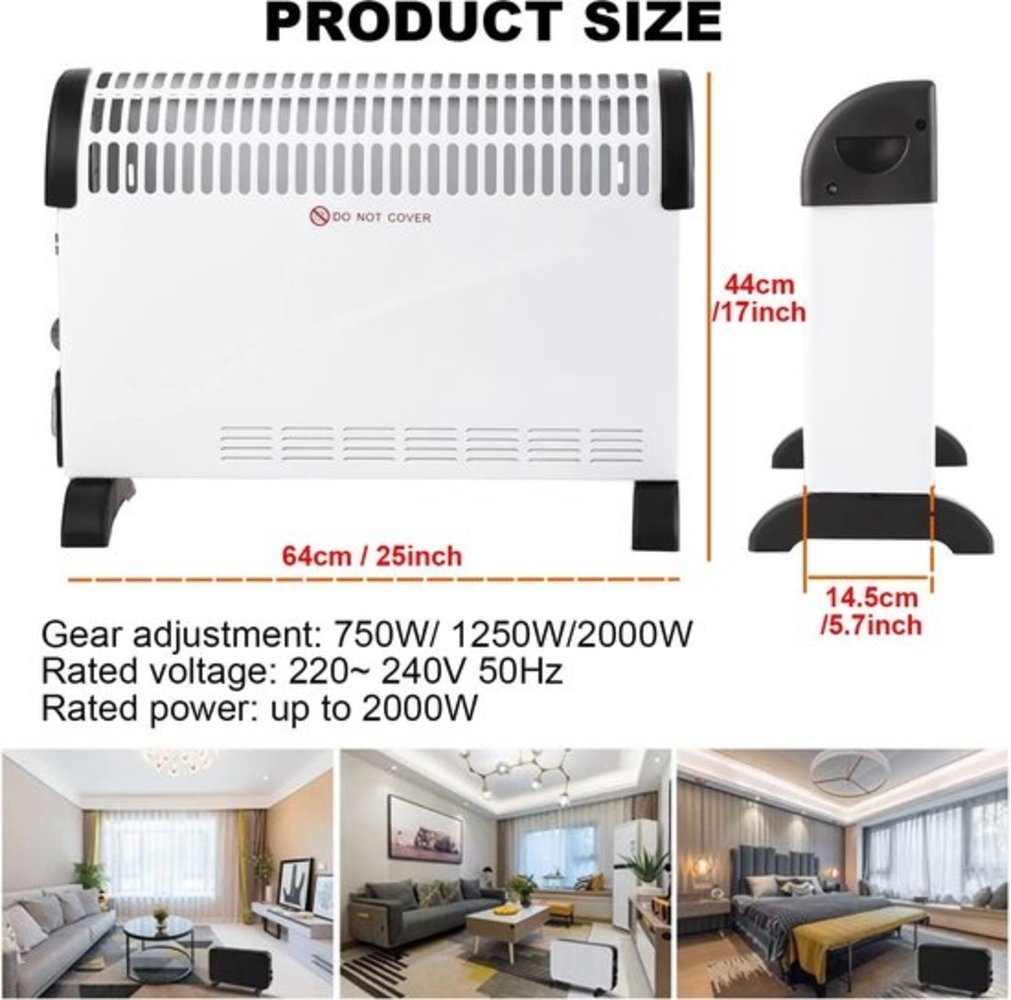 Discountershop Discountershop Elektrische Convector Kachel - 750 /1250 / 2000 Watt - Verstelbare Thermostaat - Wit Discountershop Discountershop Elektrische Convector Kachel - 750 /1250 / 2000 Watt - Verstelbare Thermostaat - Wit