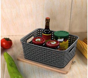 Merkloos Opbergmand |Mand Rattan 36x26x15cm Grijs Merkloos Opbergmand |Mand Rattan 36x26x15cm Grijs