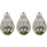 Discountershop Set van 3 Sierlijke waxinelichthouders oosters | theelichthouder | oosterse Lantaarn | metalen kandelaar
