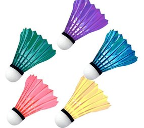 Merkloos 5x Feather badminton shuttles colored Donnay - Badminton accessories Merkloos 5x Feather badminton shuttles colored Donnay - Badminton accessories