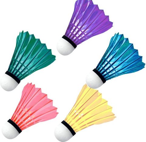 Merkloos 5x Veren badminton shuttles gekleurd Donnay - Badminton accessoires Merkloos 5x Veren badminton shuttles gekleurd Donnay - Badminton accessoires
