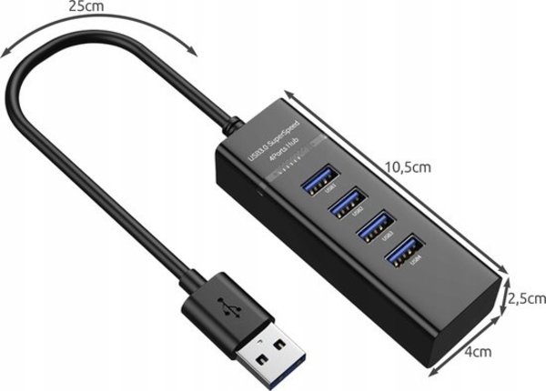 Discountershop Discountershop® USB 3.0 Hub - 4 Ports - Including USB C Converter - USB Splitter - Black Discountershop Discountershop® USB 3.0 Hub - 4 Ports - Including USB C Converter - USB Splitter - Black