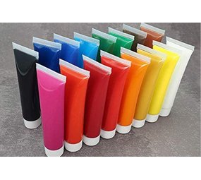 Merkloos Set van 18 tubes hoogwaardige acrylverf - schilderkleuren voor kunstenaars, gevorderden, beginners - hoge kleurglans Merkloos Set van 18 tubes hoogwaardige acrylverf - schilderkleuren voor kunstenaars, gevorderden, beginners - hoge kleurglans