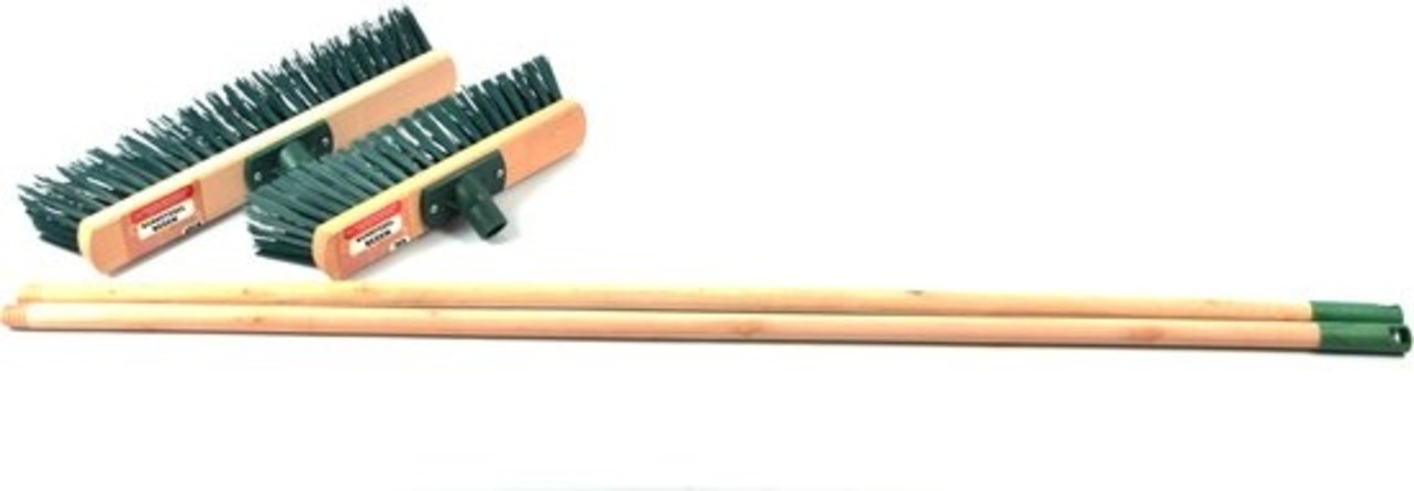 Merkloos Set van 2x Bezem 30cm/40cm inclusief steel groen -Household Bezem