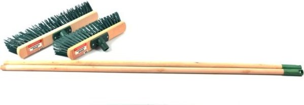 Merkloos Set van 2x Bezem 30cm/40cm inclusief steel groen -Household Bezem