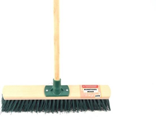 Merkloos Set of 2x Broom 30cm/40cm including handle green -Household Broom