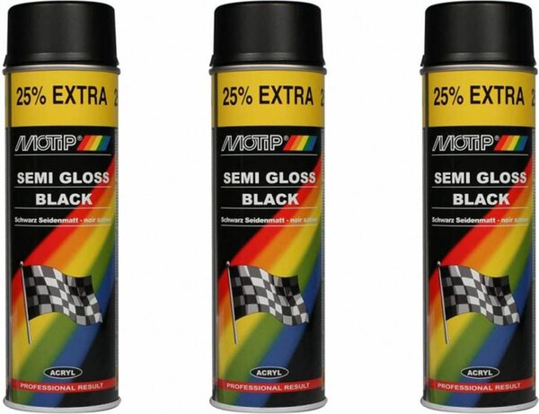 Motip Motip Silk gloss Acrylic lacquer Black - 500 ml - Spray spray black - Buy paint black - 3 X Spray spray LAK BLACK SILIT GLOSSY 500 ML quick-drying Motip Motip Silk gloss Acrylic lacquer Black - 500 ml - Spray spray black - Buy paint black - 3 X Spray spray LAK BLACK SILIT GLOSSY 500 ML quick-drying