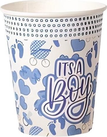 Gerimport Gerimport Party Cups Boys 250 Ml Paper Blue 8 Pieces