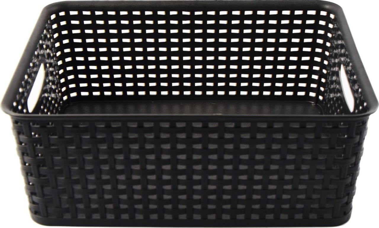 Merkloos 4 X Storage basket - Storage tray - Black storage 32 x 27 x 15 cm Rattan Merkloos 4 X Storage basket - Storage tray - Black storage 32 x 27 x 15 cm Rattan