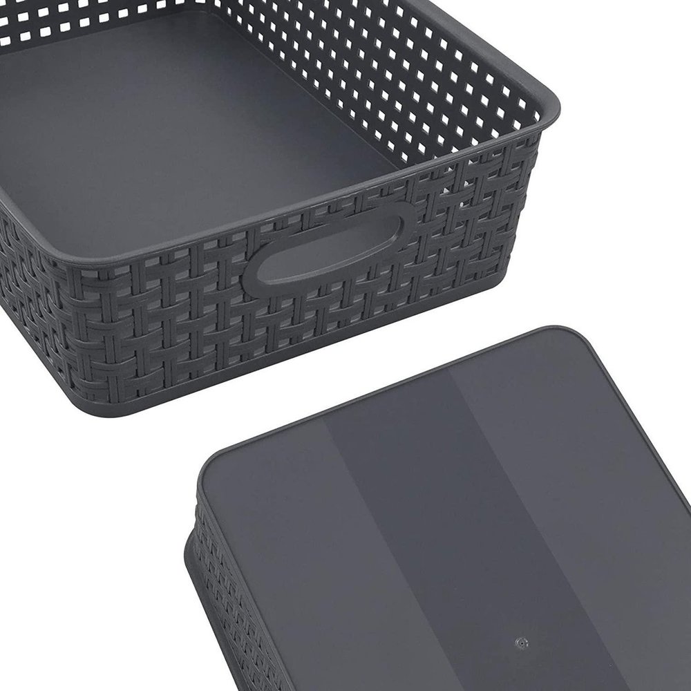 Merkloos 4 X Storage basket - Storage tray - Black storage 32 x 27 x 15 cm Rattan Merkloos 4 X Storage basket - Storage tray - Black storage 32 x 27 x 15 cm Rattan